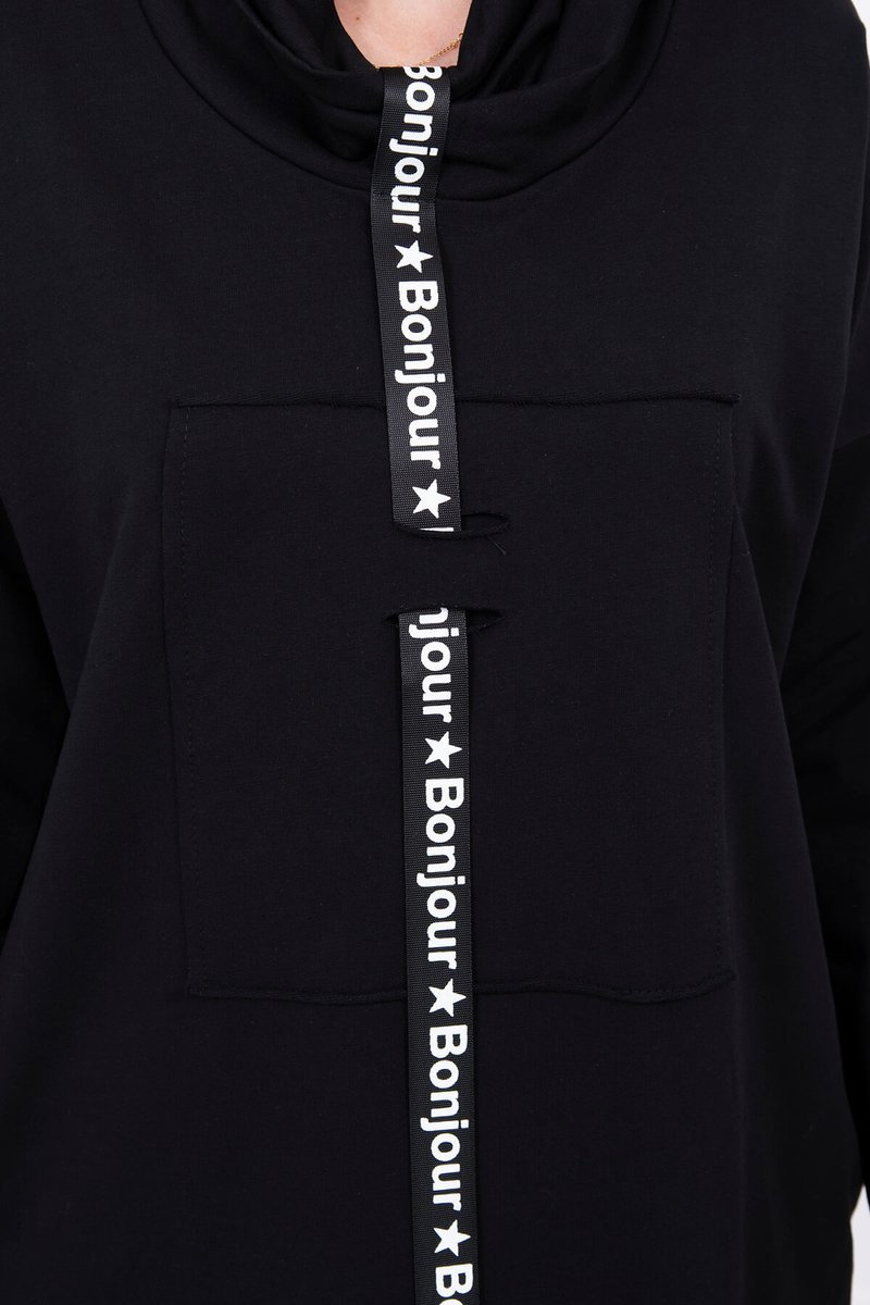 Sukienka z krawatem czarna - obrazek 4