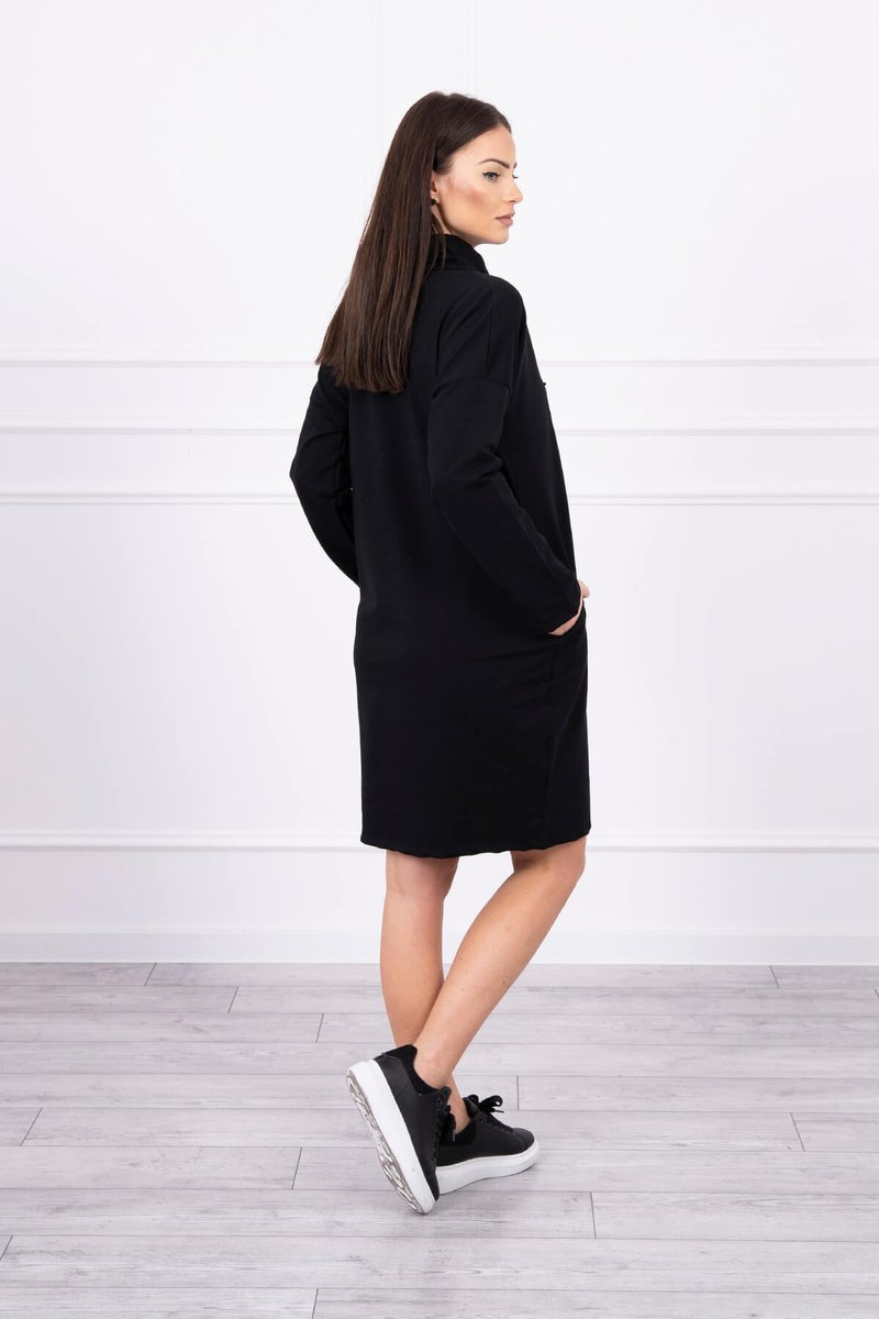 Sukienka z krawatem czarna - obrazek 2