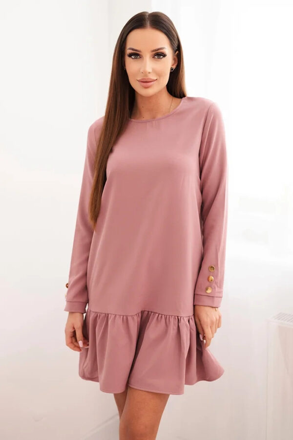 Sukienka z falbaną ciemny róż