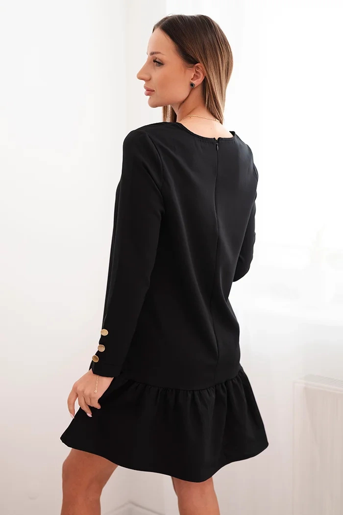 Sukienka z falbaną czarna - obrazek 3