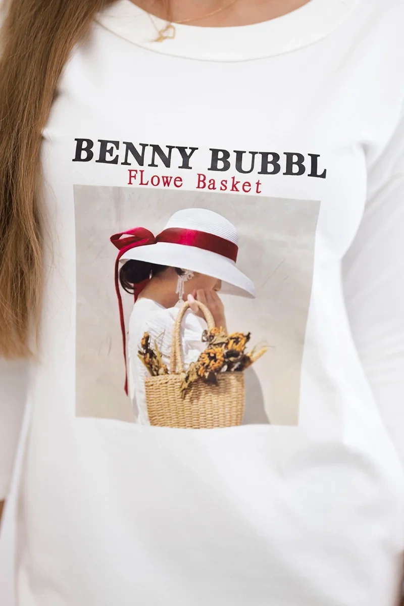 Sukienka z nadrukiem Basket ecru - obrazek 3