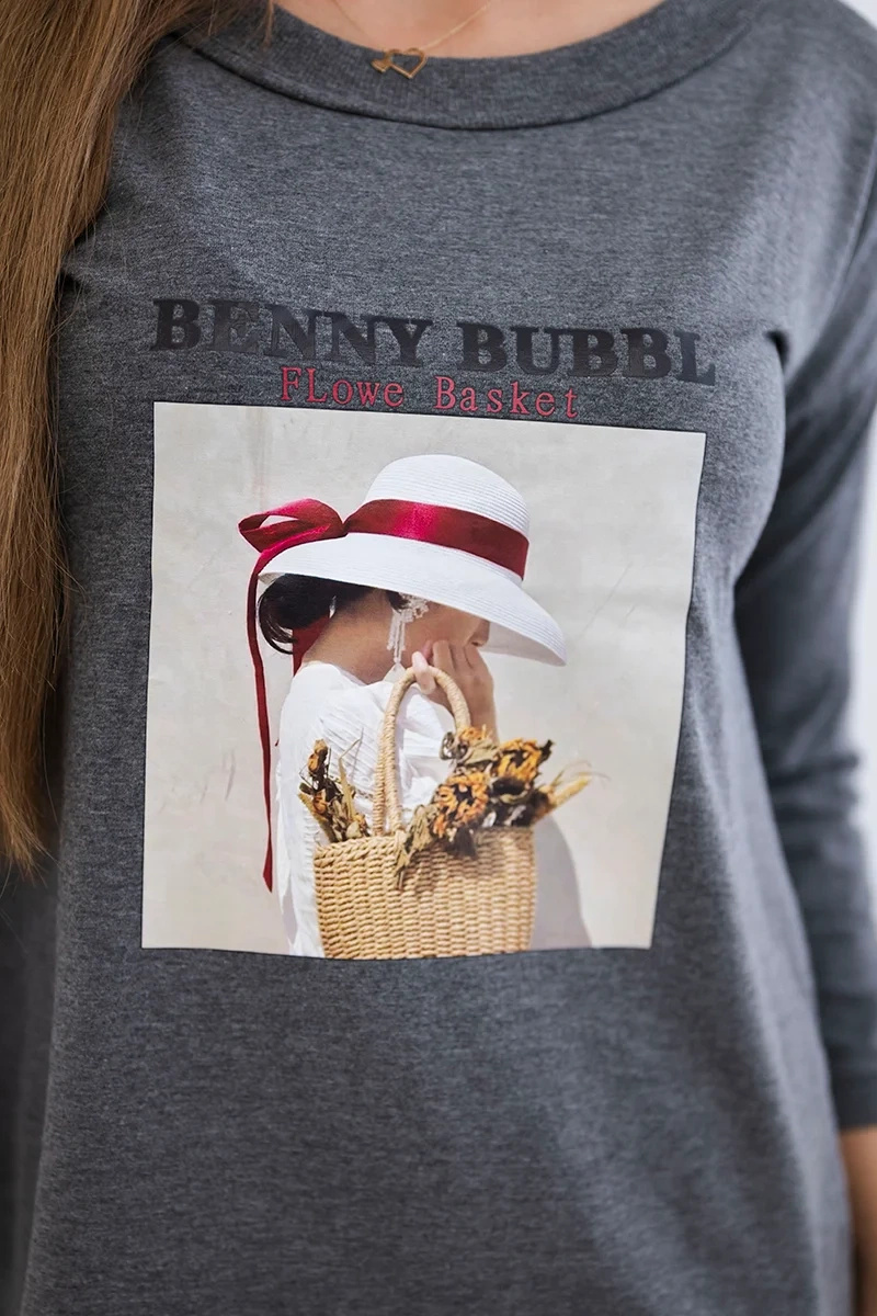 Sukienka z nadrukiem Basket grafitowa - obrazek 4