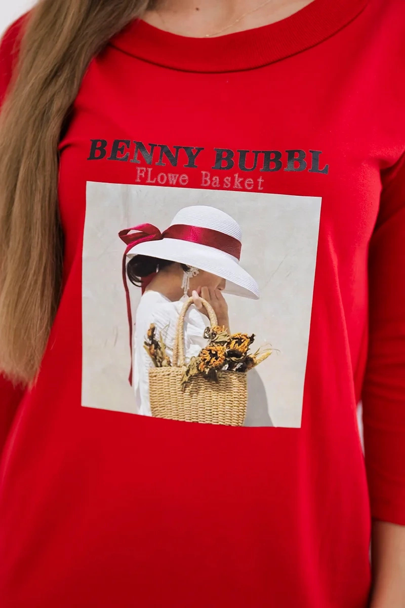 Sukienka z nadrukiem Basket czerwona - obrazek 4