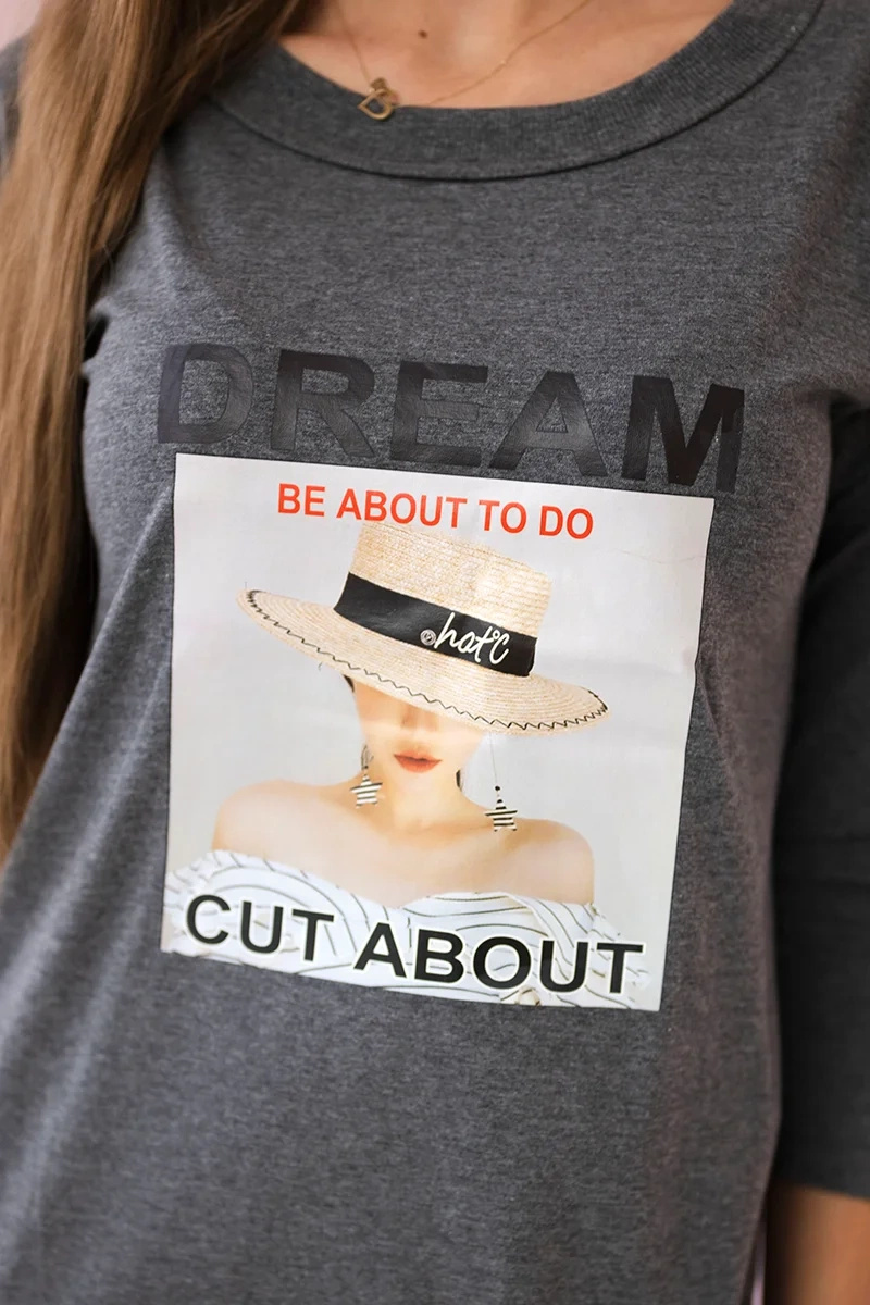 Sukienka z nadrukiem Dream grafitowa - obrazek 4