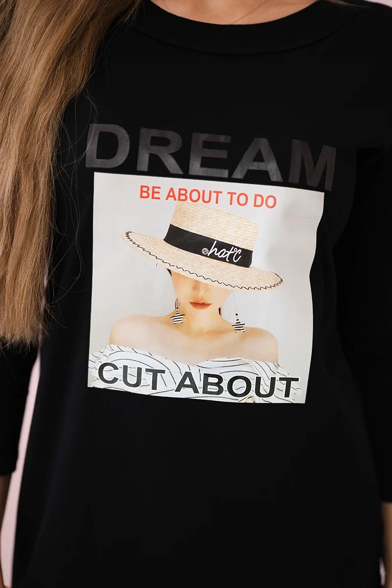 Sukienka z nadrukiem Dream czarna - obrazek 4