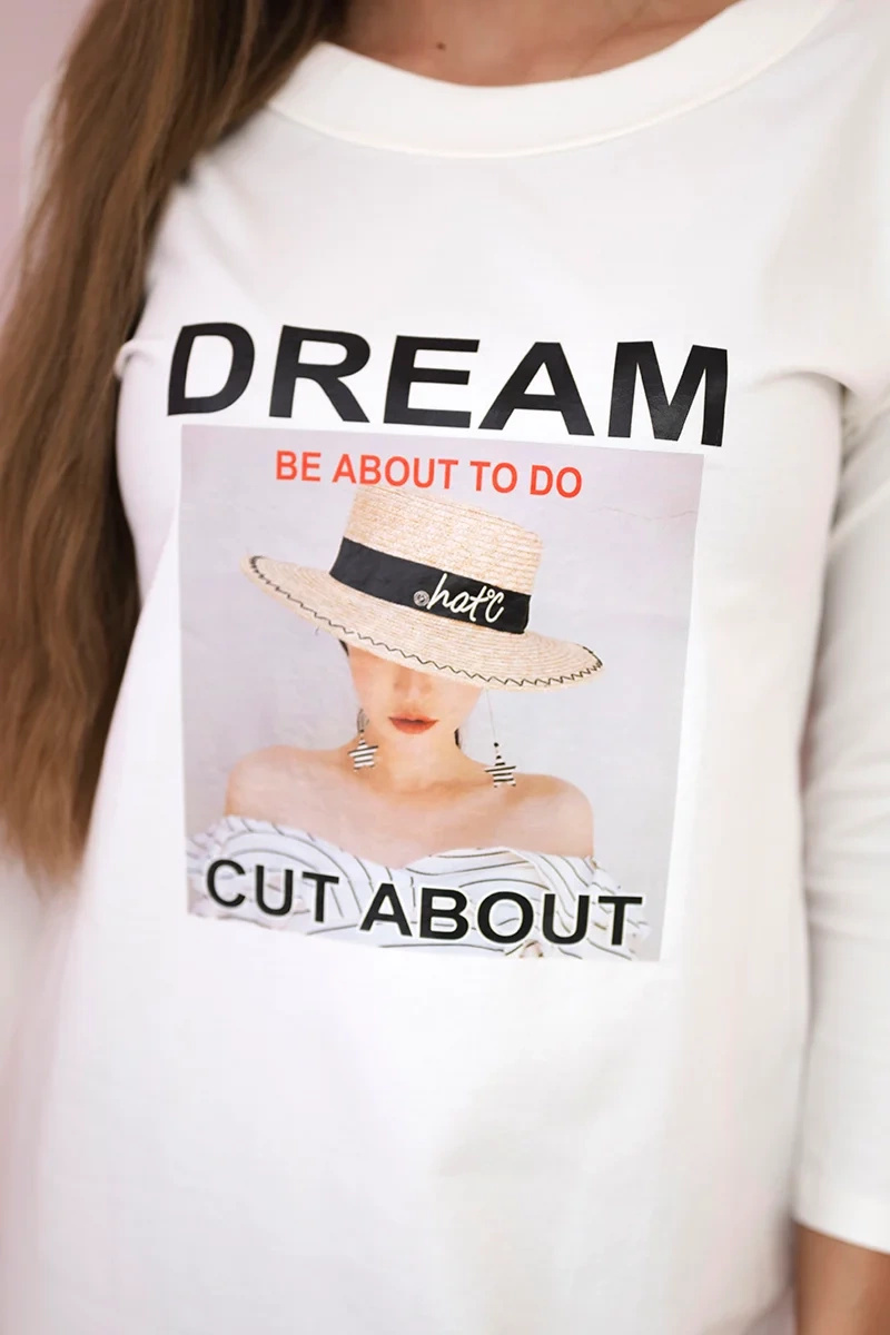 Sukienka z nadrukiem Dream ecru - obrazek 4