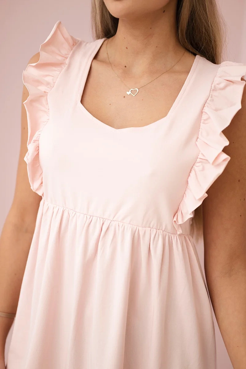 Sukienka z falbankami po bokach ciemny pudrowy róż - obrazek 4