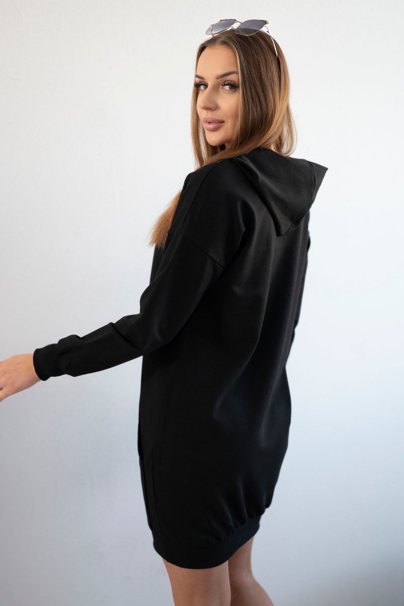 Sukienka z kapturem czarny - obrazek 4