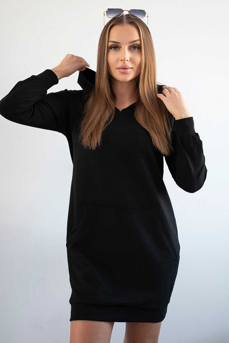 Sukienka z kapturem czarny - obrazek 2
