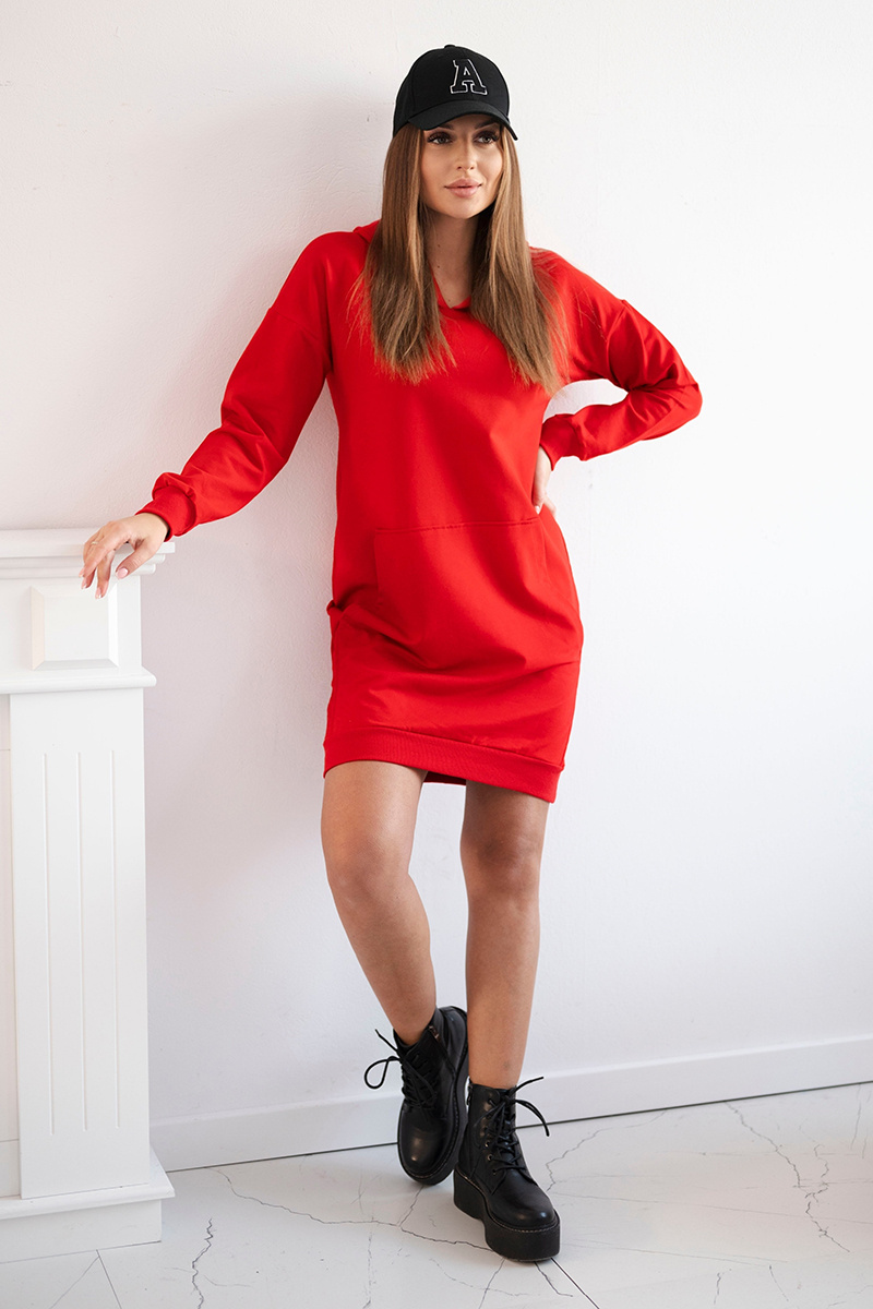 Sukienka z kapturem czerwony - obrazek 2