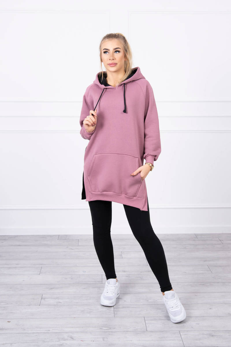 Sukienka z kapturem dwukolorowa ciemno różowa - obrazek 4