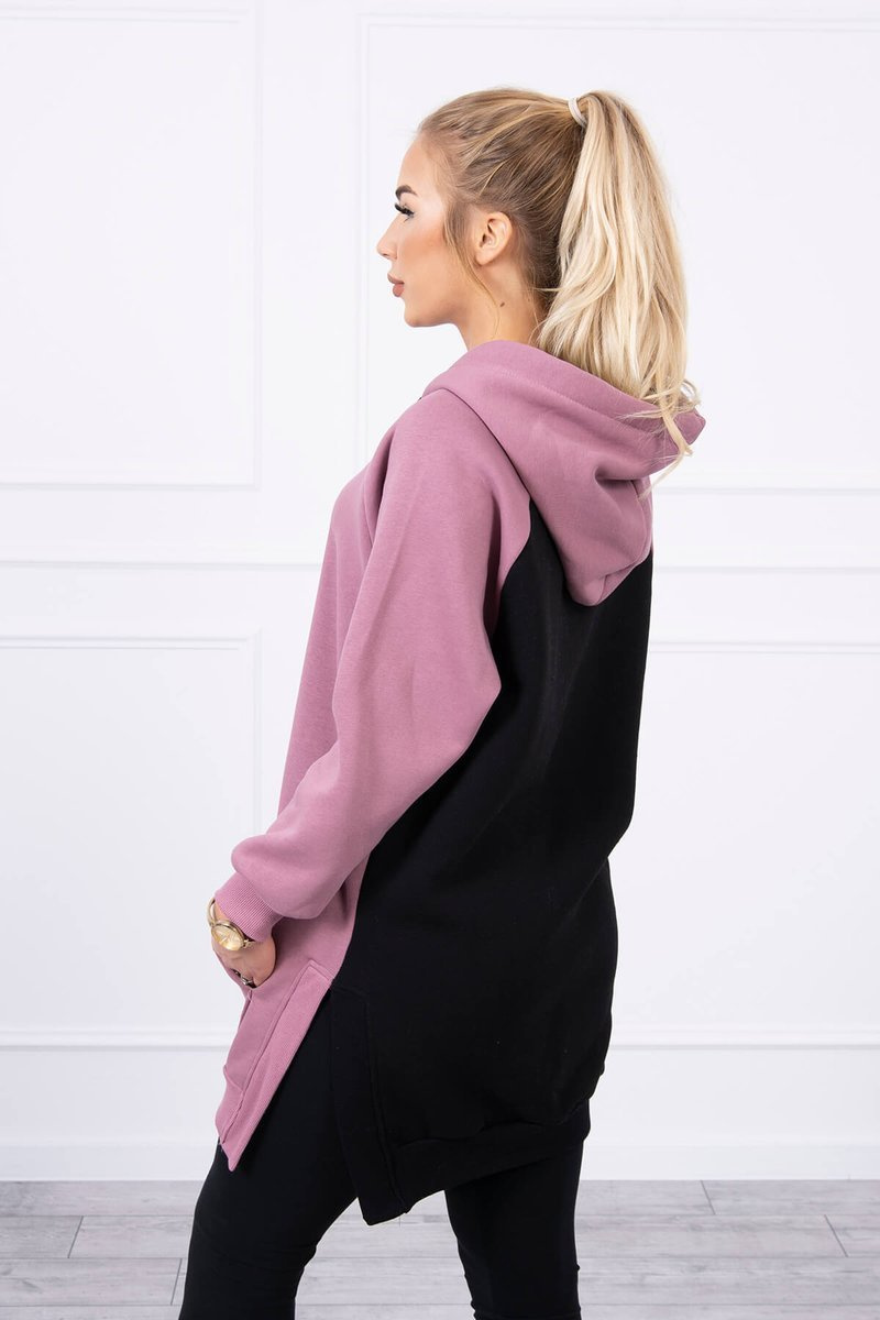 Sukienka z kapturem dwukolorowa ciemno różowa - obrazek 2