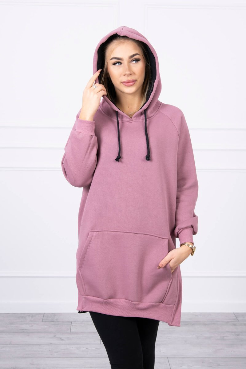 Sukienka z kapturem dwukolorowa ciemno różowa - obrazek 5