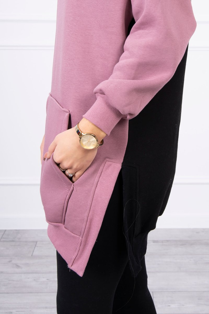 Sukienka z kapturem dwukolorowa ciemno różowa - obrazek 6