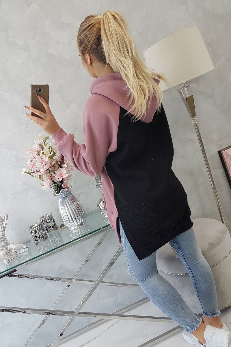 Sukienka z kapturem dwukolorowa ciemno różowa - obrazek 9