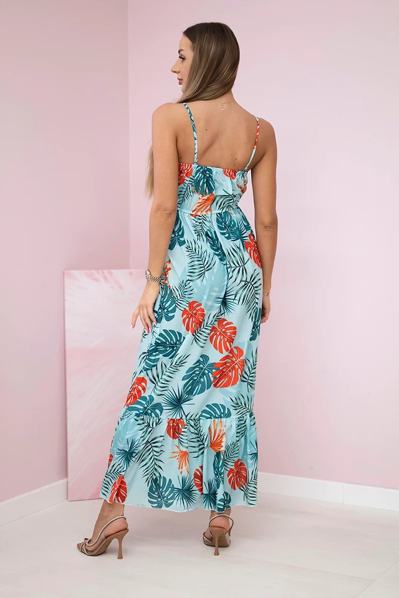 Sukienka z motywem liści miętowa - obrazek 3