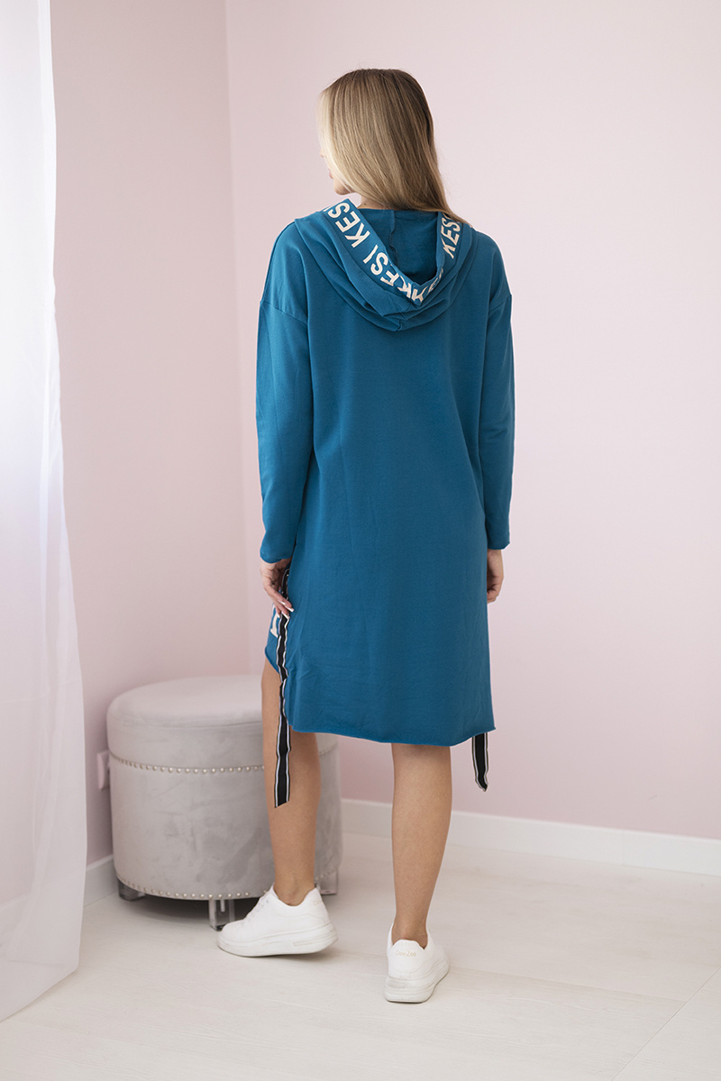 Sukienka z kapturem i nadrukiem morska - obrazek 2