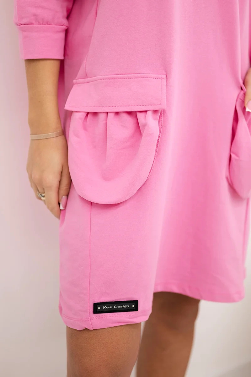 Sukienka z kapturem jasno różowa - obrazek 3