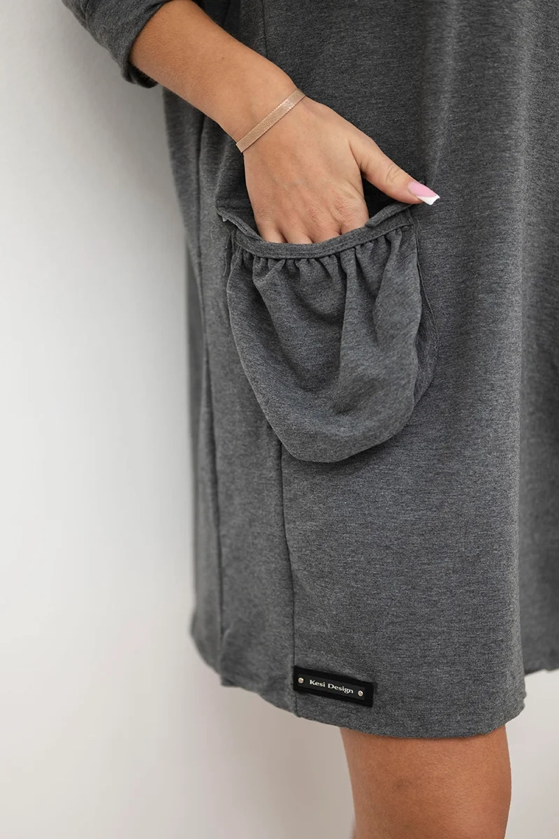 Sukienka z kapturem grafitowa - obrazek 4