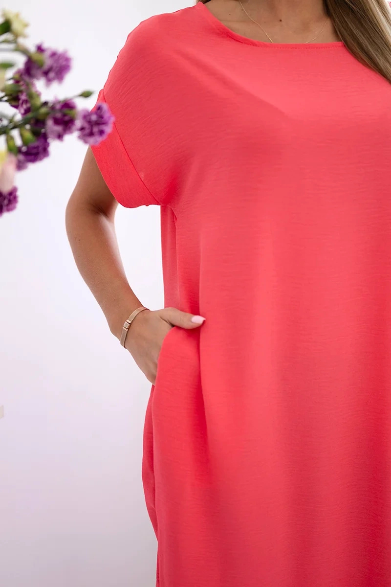 Sukienka z kieszeniami malinowa - obrazek 4