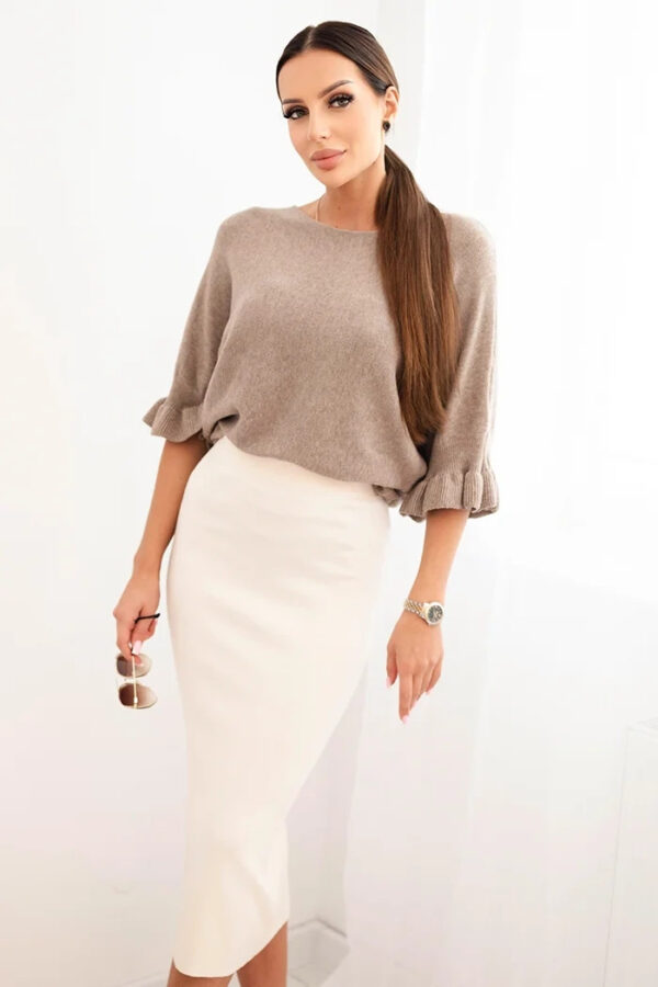 Spódnica damska wiskozowa ołówkowa z elastyczną talią beżowa