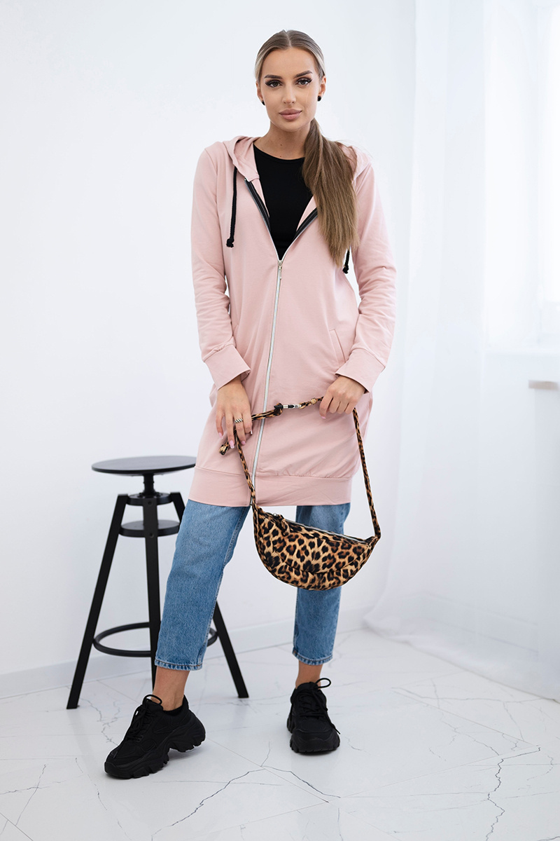 Bluza sukienkowa z kapturem ciemny pudrowy róż - obrazek 2