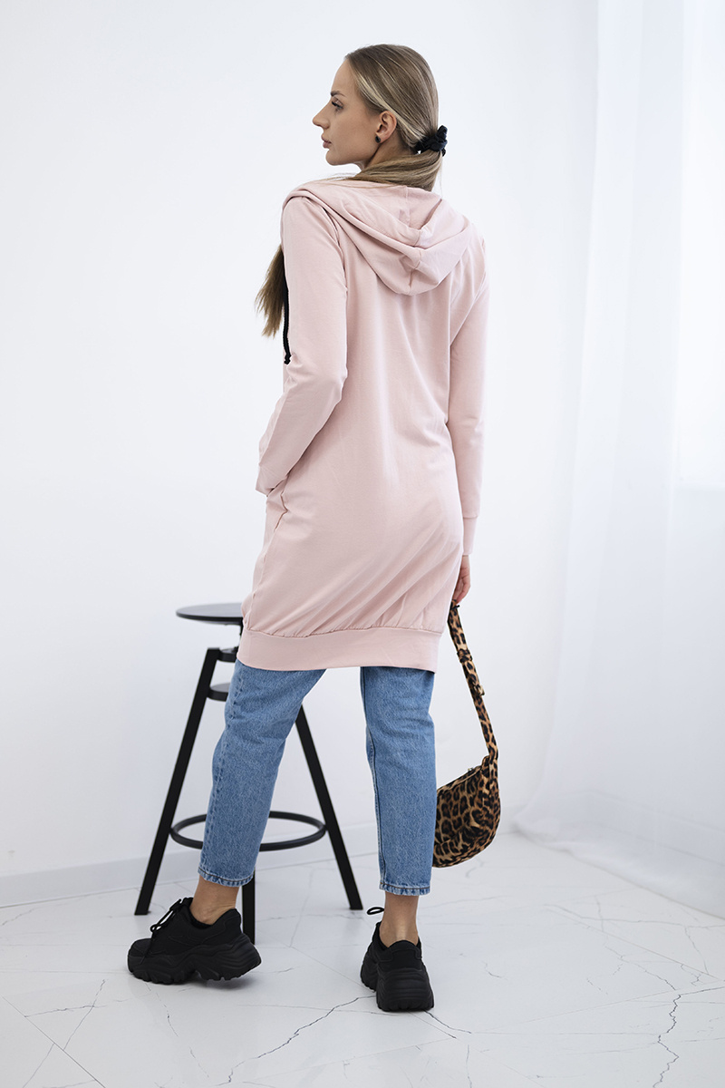 Bluza sukienkowa z kapturem ciemny pudrowy róż - obrazek 3