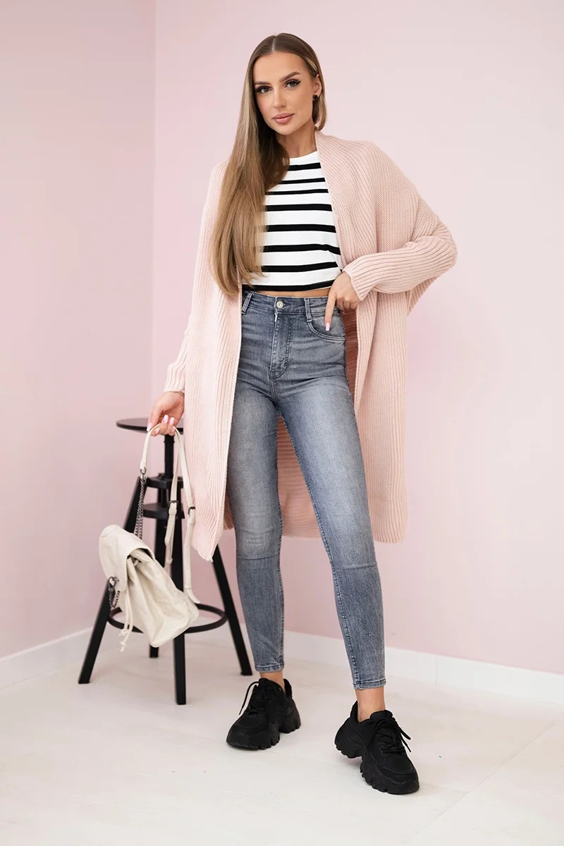 Sweter z rękawami typu nietoperz pudrowy róż - obrazek 2