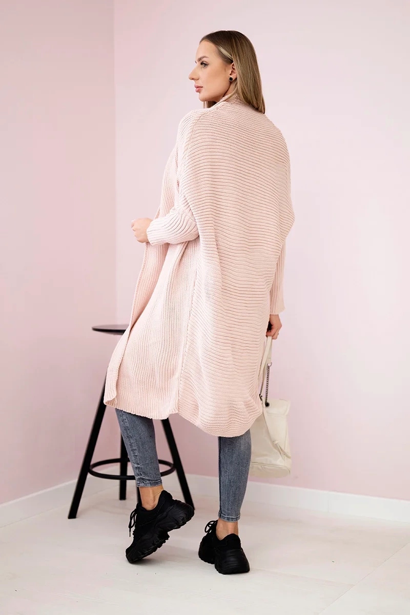 Sweter z rękawami typu nietoperz pudrowy róż - obrazek 3