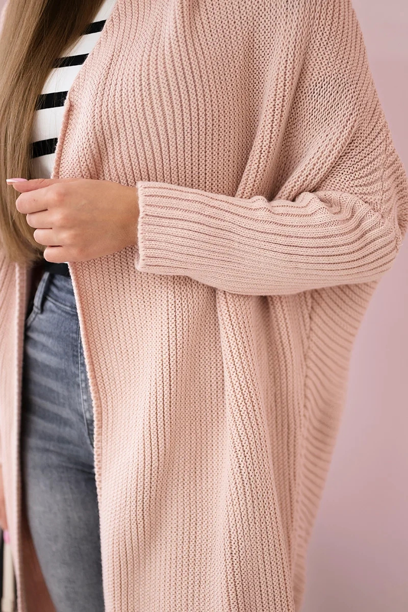 Sweter z rękawami typu nietoperz pudrowy róż - obrazek 4