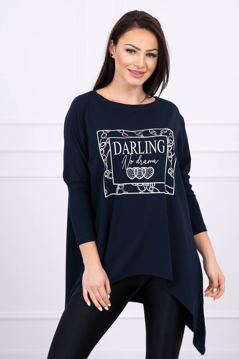 Tunika z nadrukiem Darling granatowa S/M – L/XL