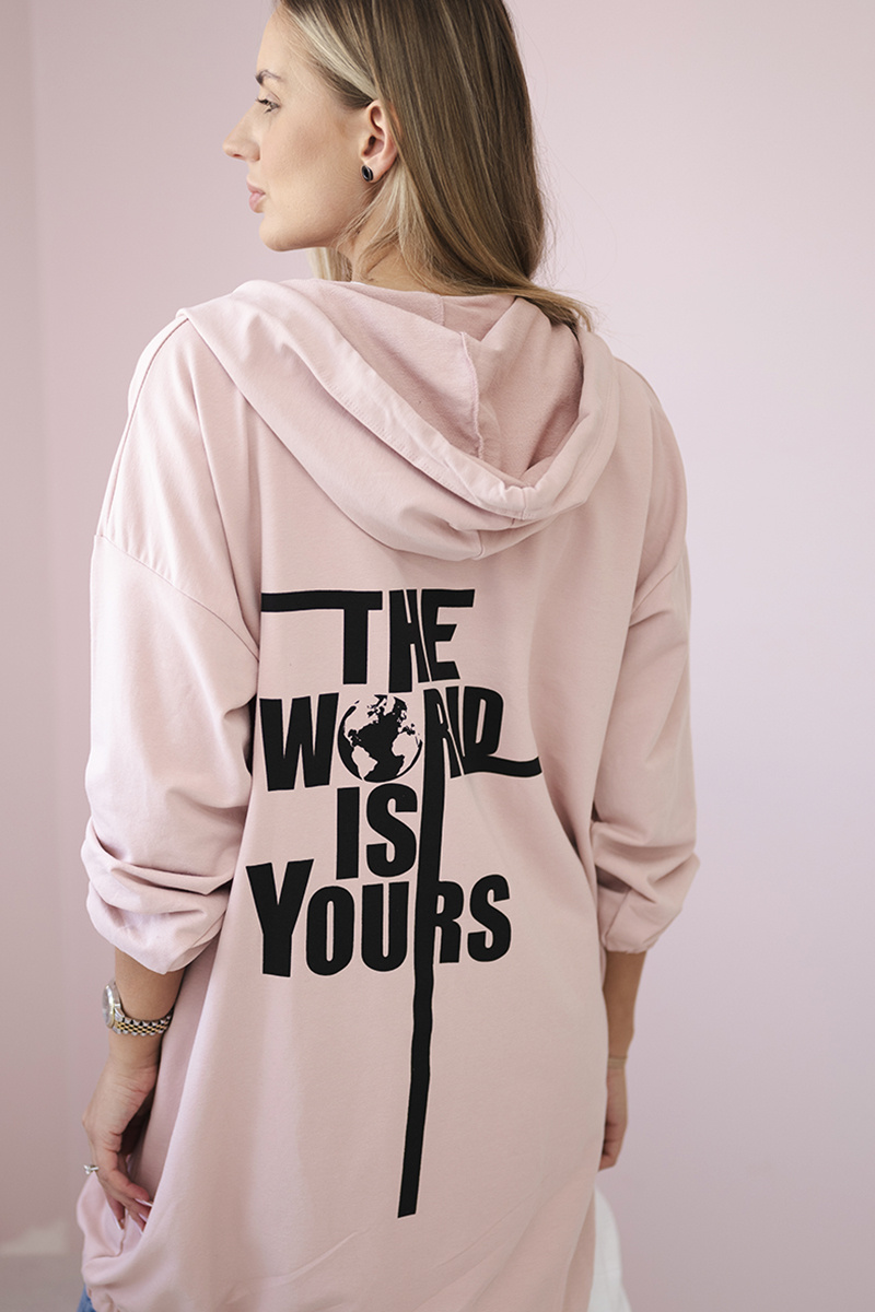 Bluza z nadrukiem „The world is yours” ciemny pudrowy róż