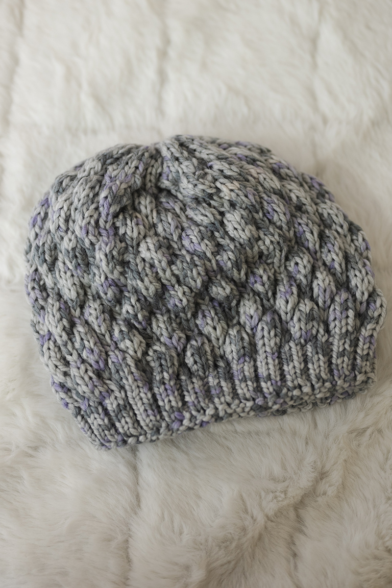 Czapka K156 szara + fioletowa - obrazek 3