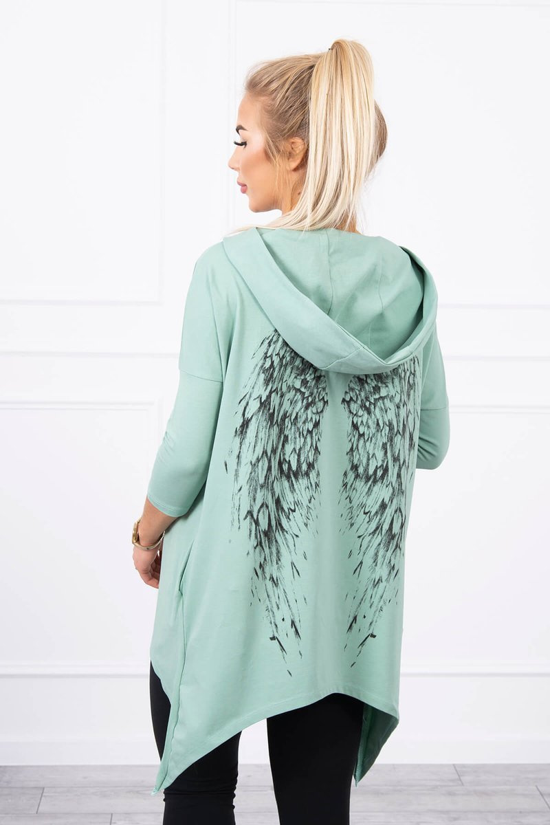 Bluza z nadrukiem skrzydeł ciemno miętowa