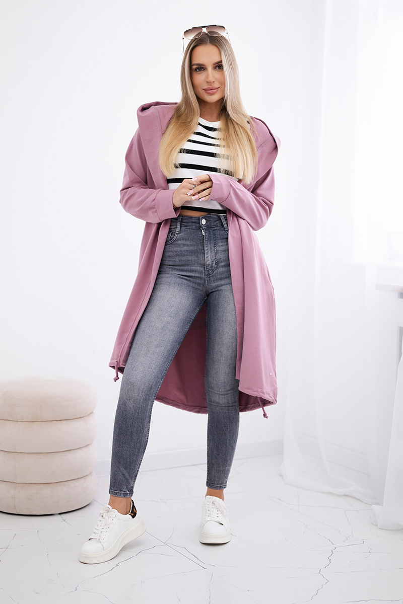 Narzutka z nadrukiem oversize ciemno różowy - obrazek 2