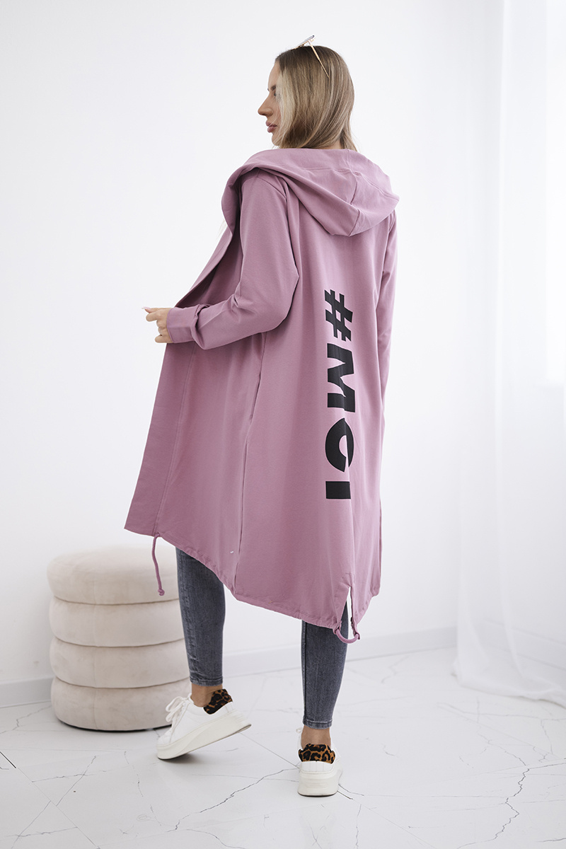 Narzutka z nadrukiem oversize ciemno różowy - obrazek 3