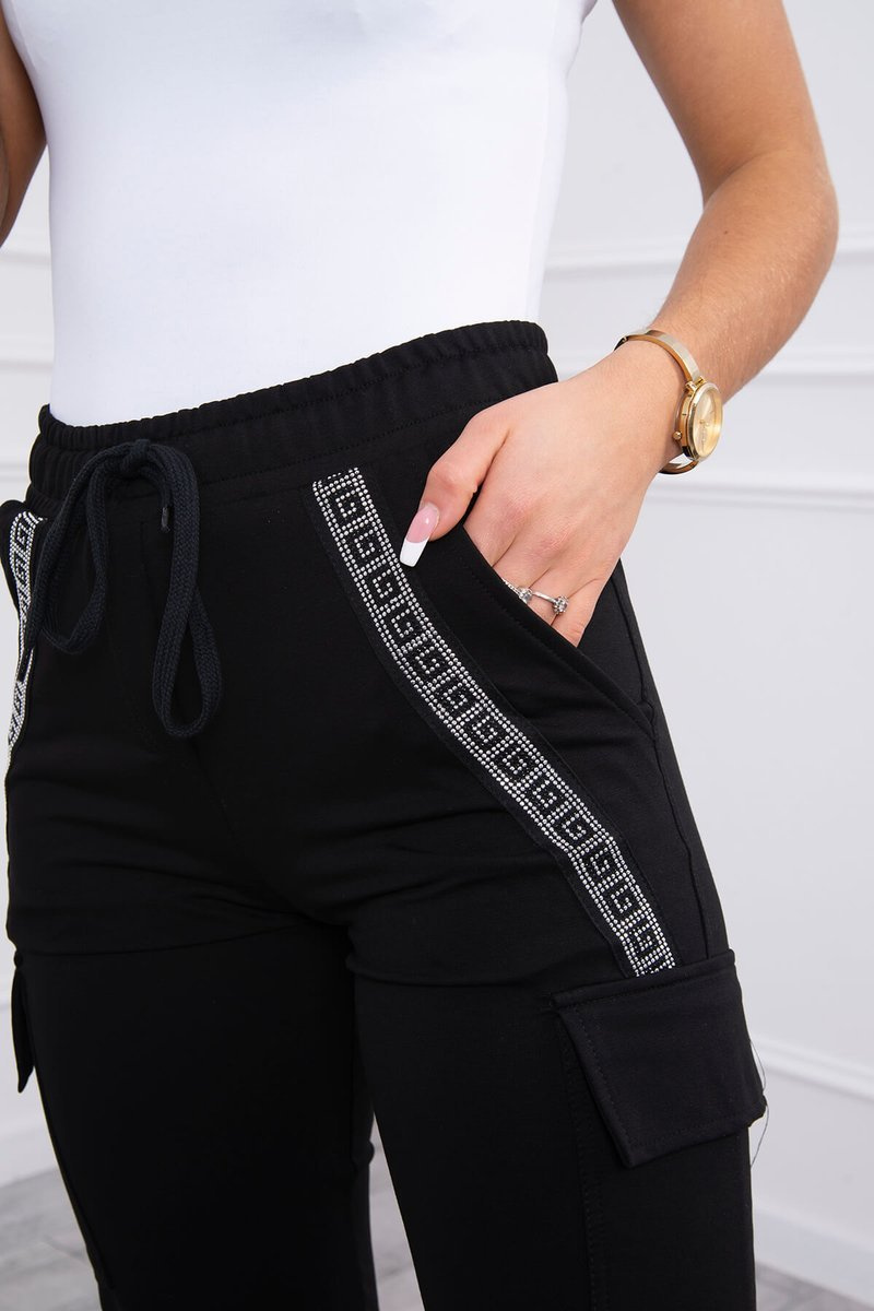 Spodnie bawełniane cargo czarne - obrazek 6