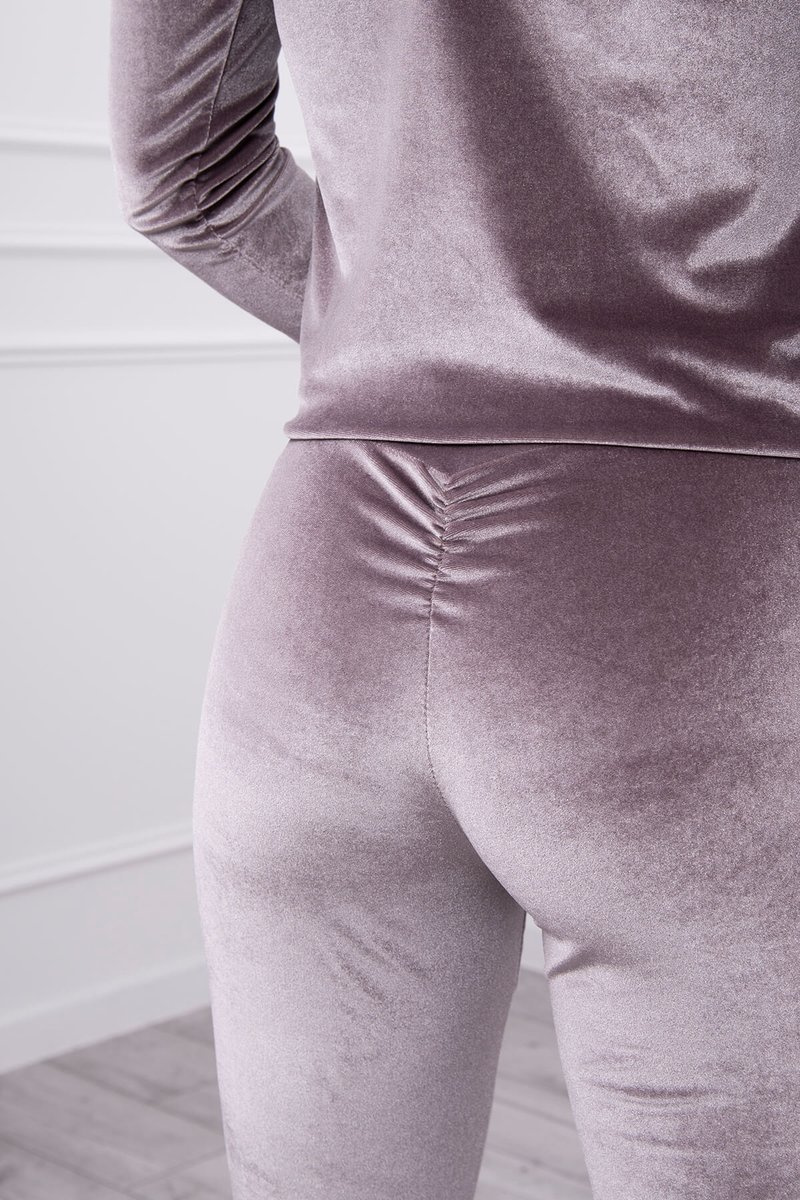 Komplet welurowy z marszczeniem z tyłu szary - obrazek 4