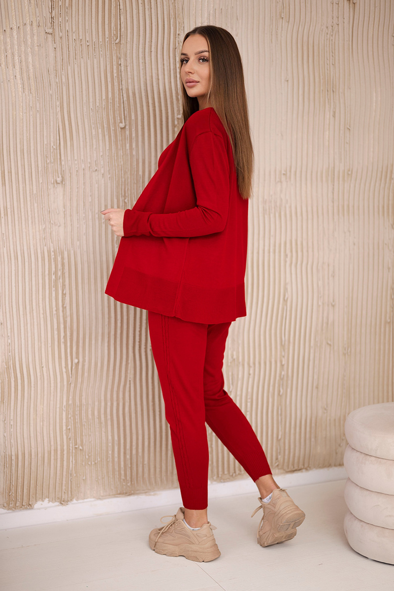 Komplet sweterkowy 3-częściowy czerwony - obrazek 4